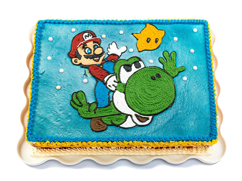 Pastel de Super Mario Bros y Yoshi - Pastelería Lecaroz